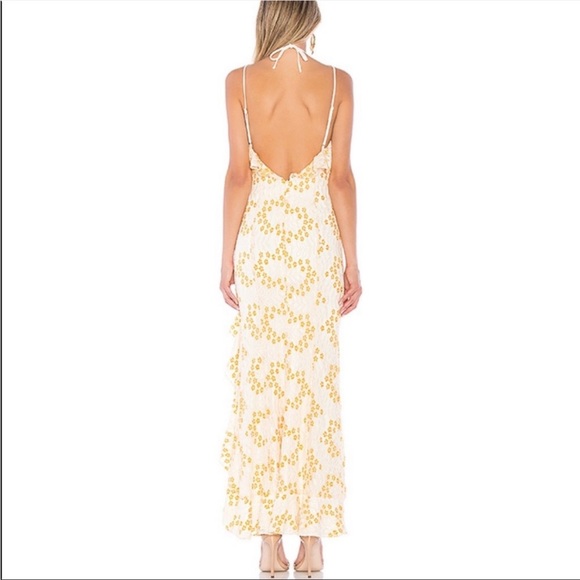 Lovers And Friends Oorja Yellow/orange/ivory XS Ruffle Strappy Low Back Gown - Picture 4 of 6